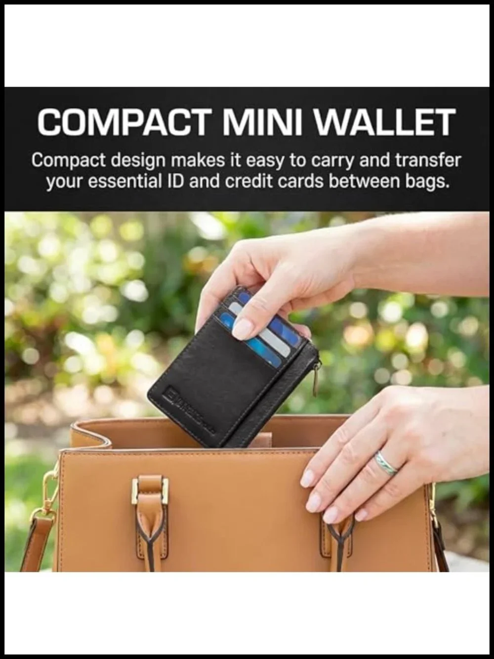 Genuine Leather RFID Front Pocket Wallet Minimalist Slim with Zipper